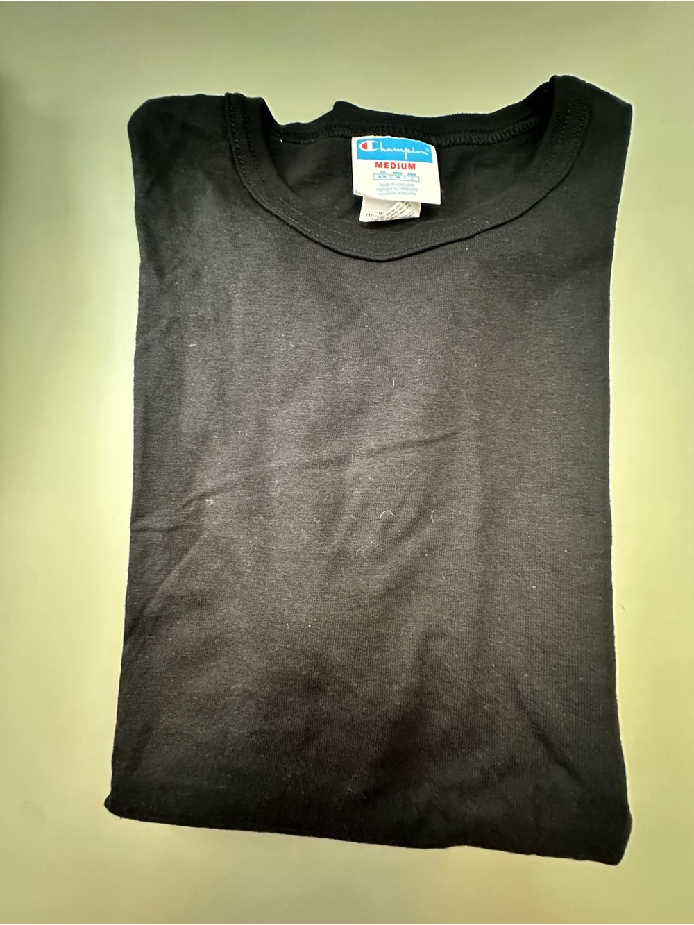 Champion Black Crewneck Tee - Solid Black